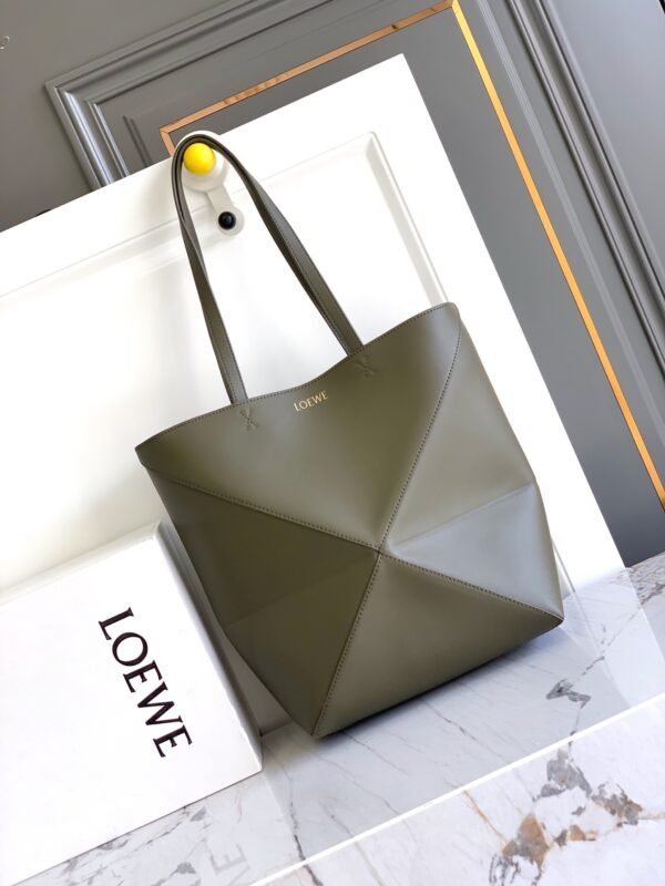 Medium Puzzle Fold tote in shiny calfskin