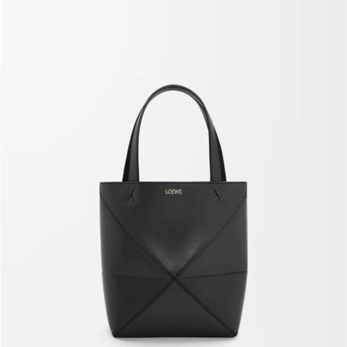 Mini Puzzle Fold tote in shiny calfskin