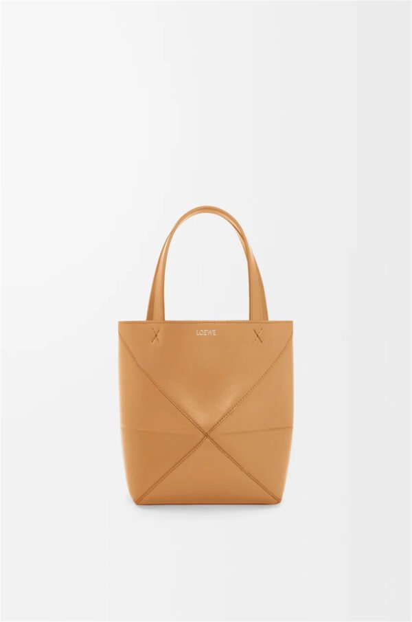 Mini Puzzle Fold tote in shiny calfskin