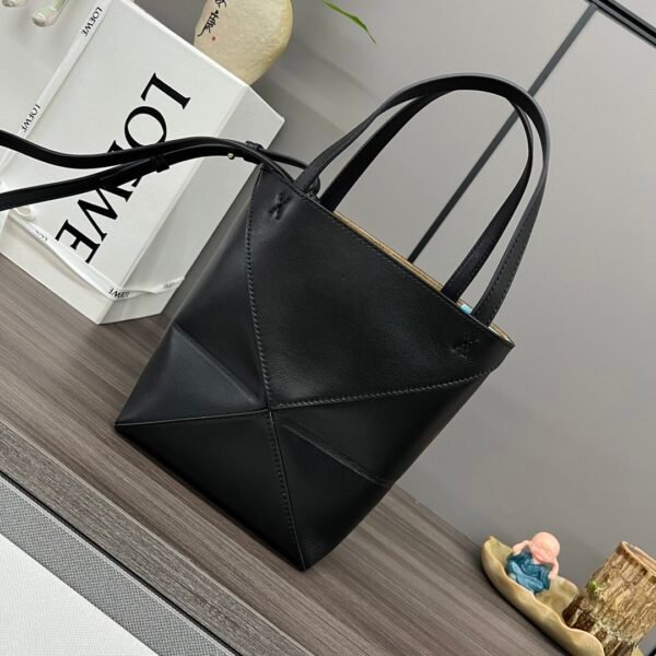 Mini Puzzle Fold tote in shiny calfskin