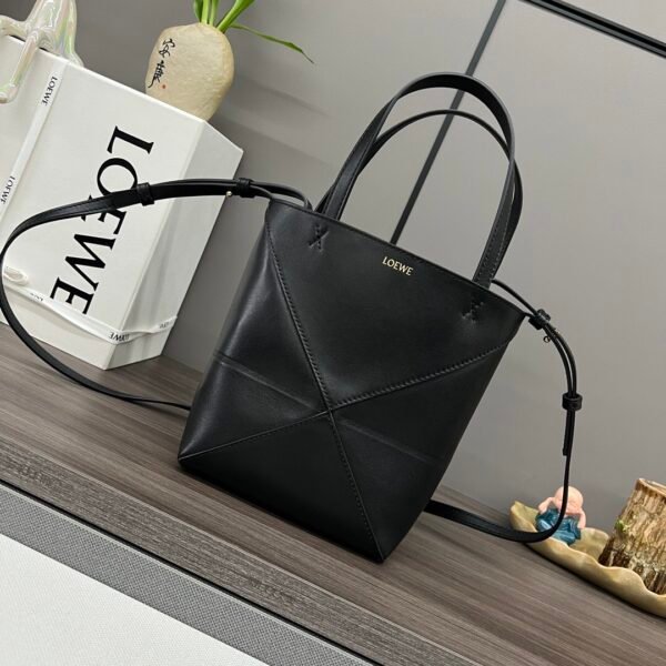 Mini Puzzle Fold tote in shiny calfskin