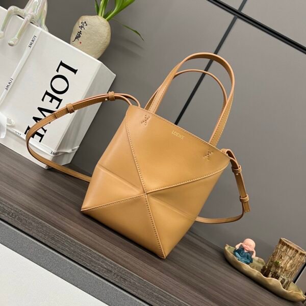 Mini Puzzle Fold tote in shiny calfskin