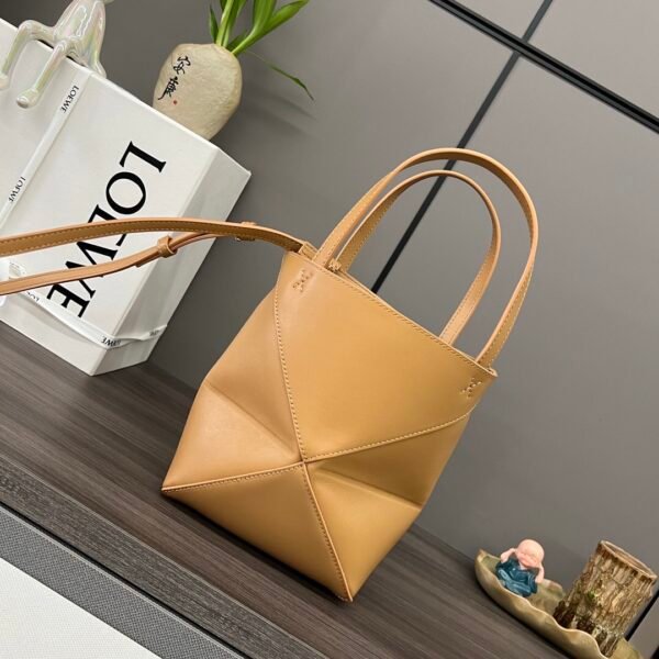 Mini Puzzle Fold tote in shiny calfskin