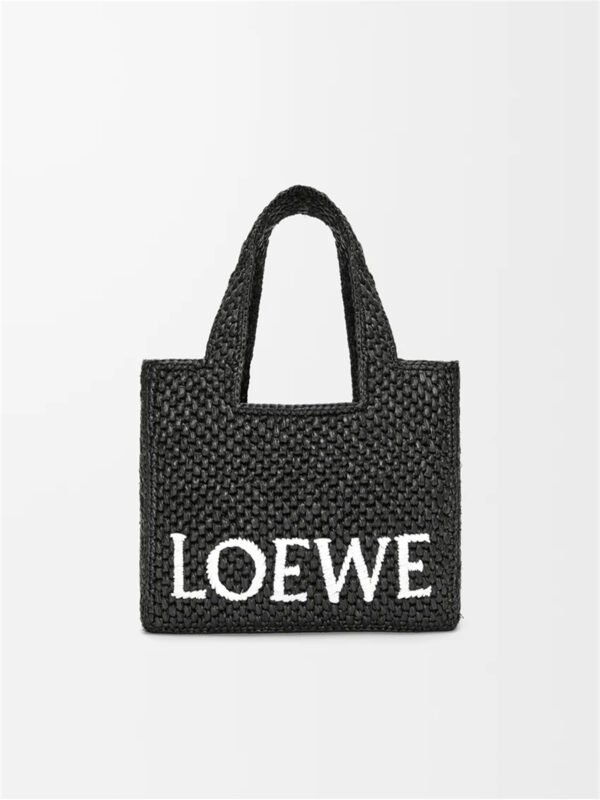 Small LOEWE Font tote in raffia