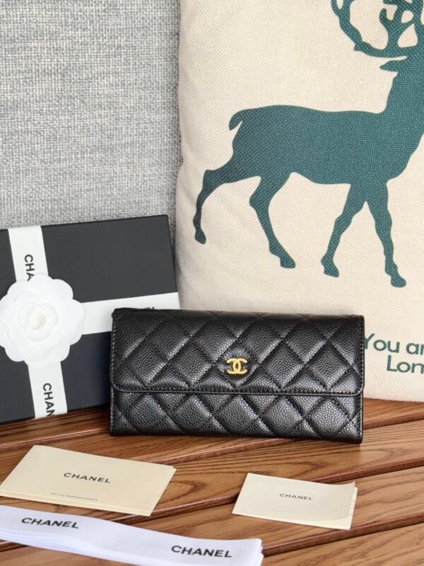 CHANEL  Caviar Quilted Large Gusset Flap Wallet