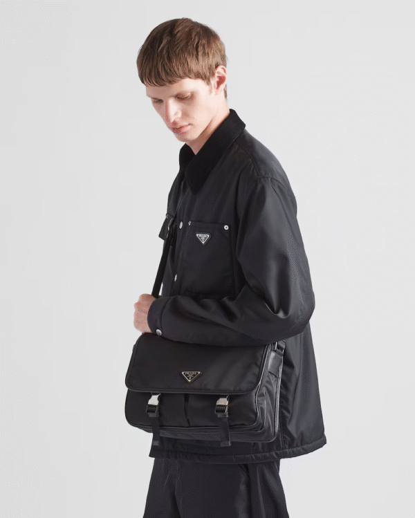 1754297526823 Re-Nylon and Saffiano leather shoulder bag