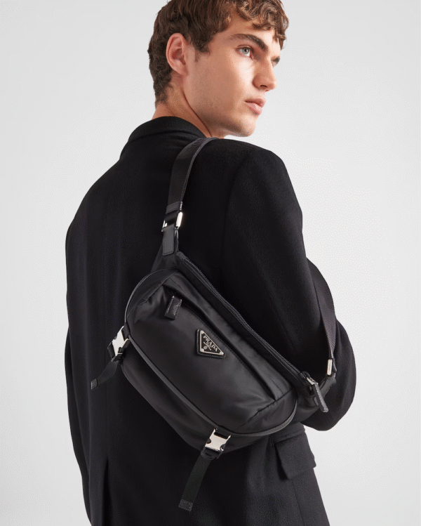 Re-Nylon and Saffiano leather shoulder bag