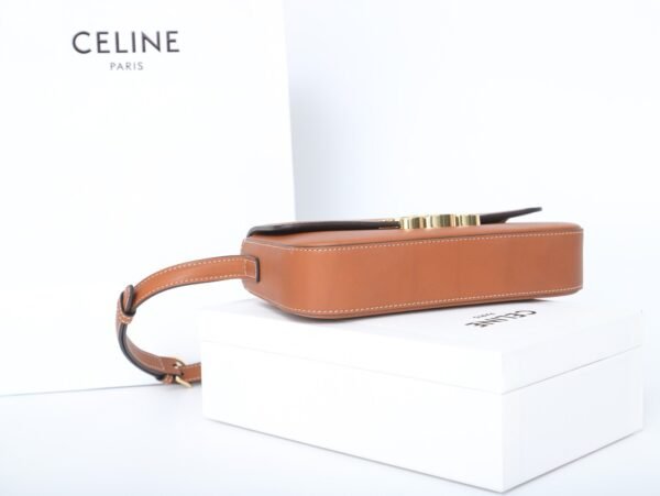 CELINE SHOULDER BAG CLAUDE IN SHINY CALFSKIN - BROWN