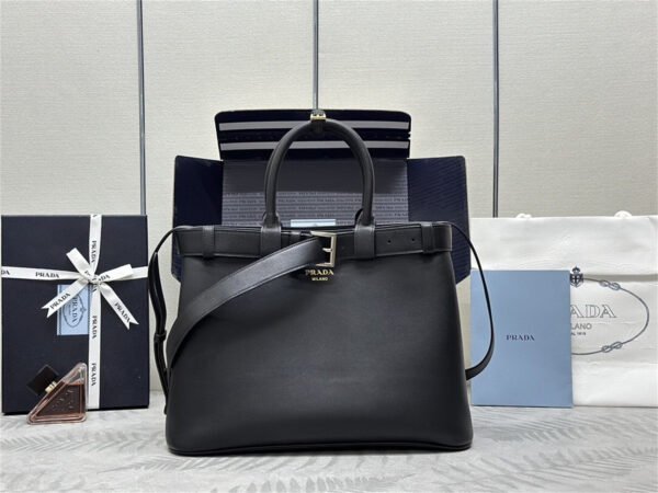 Prada Buckle large leather handbag with belt