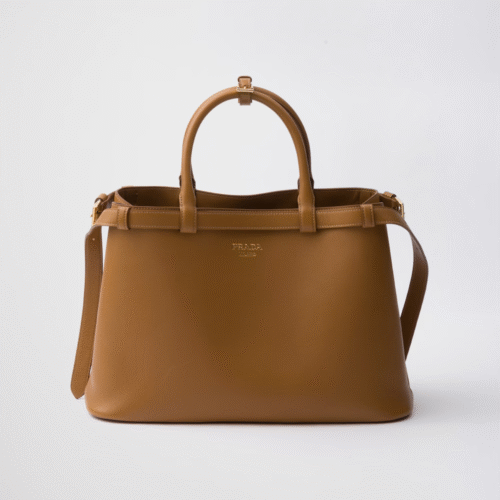 Prada Buckle medium leather handbag with double belt