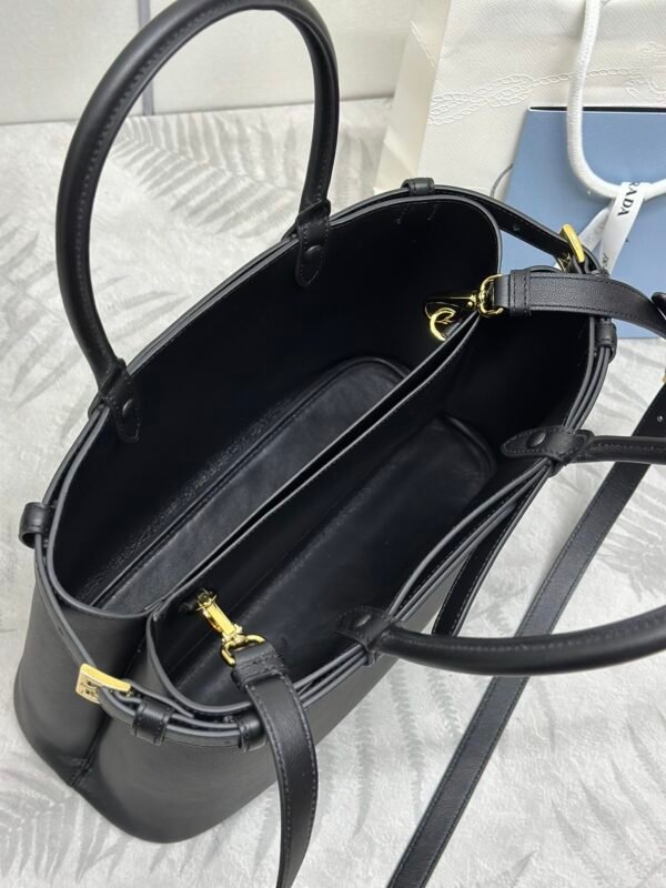 1BA417_2CYS (1) Prada Buckle medium leather handbag with double belt