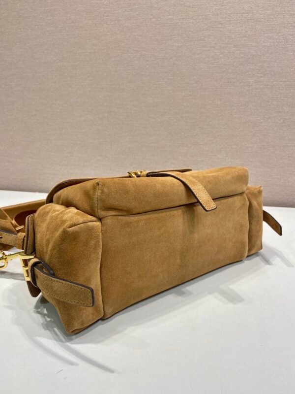 1BD394_008 (1) Prada Explore medium suede shoulder bag with flap