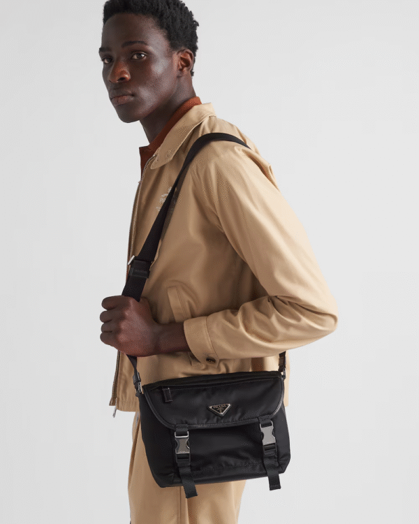 Re-Nylon and Saffiano leather shoulder bag