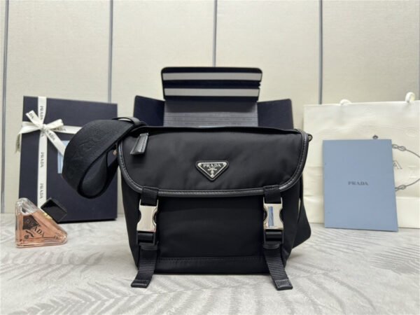 Re-Nylon and Saffiano leather shoulder bag