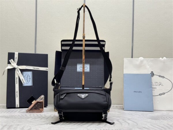 Re-Nylon and Saffiano leather shoulder bag