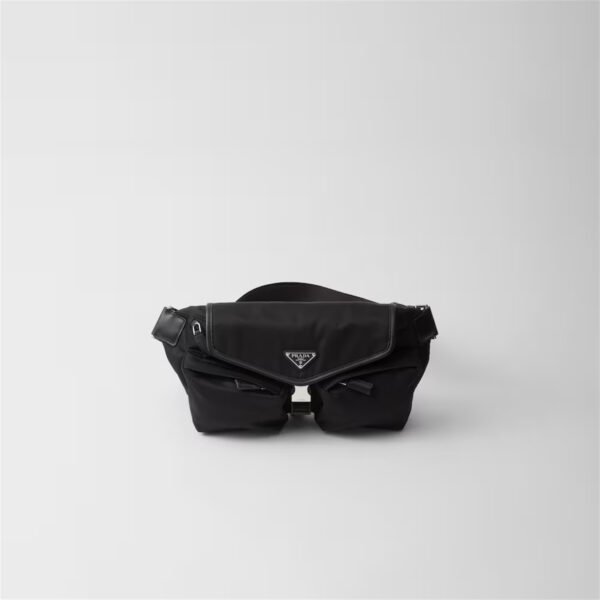 2VH174_2DW3 (1) Re-Nylon and leather shoulder bag