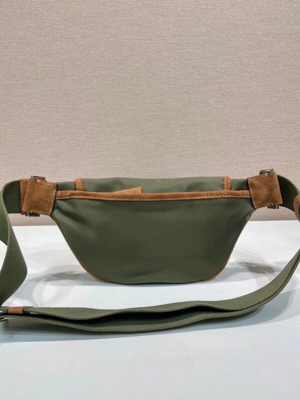 Re-Nylon and suede belt bag