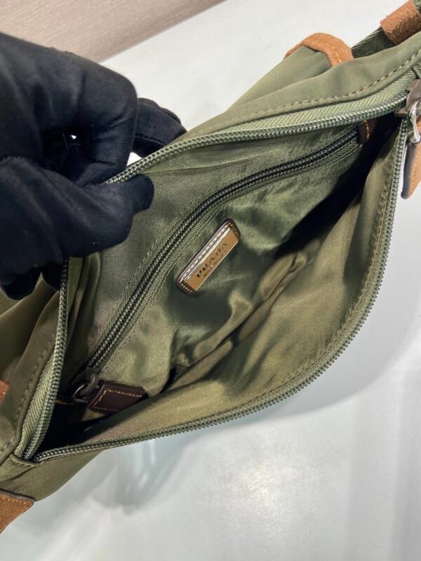 Re-Nylon and suede belt bag