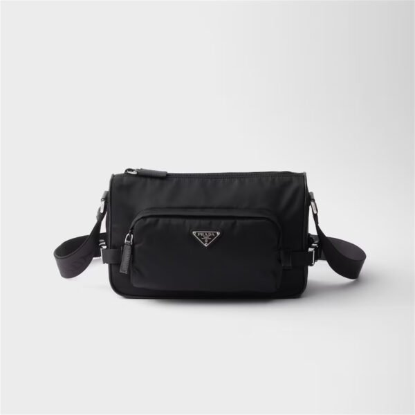 2VH192_2DMG (1) Medium Re-Nylon and Saffiano leather shoulder bag