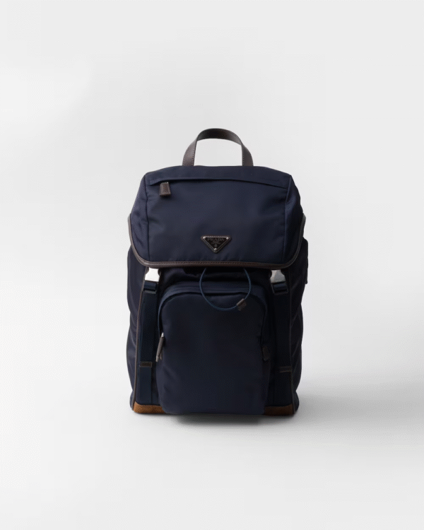 Re-Nylon and leather backpack
