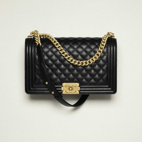 Boy-large-black-gold1 BOY CHANEL LARGE Grained Tote