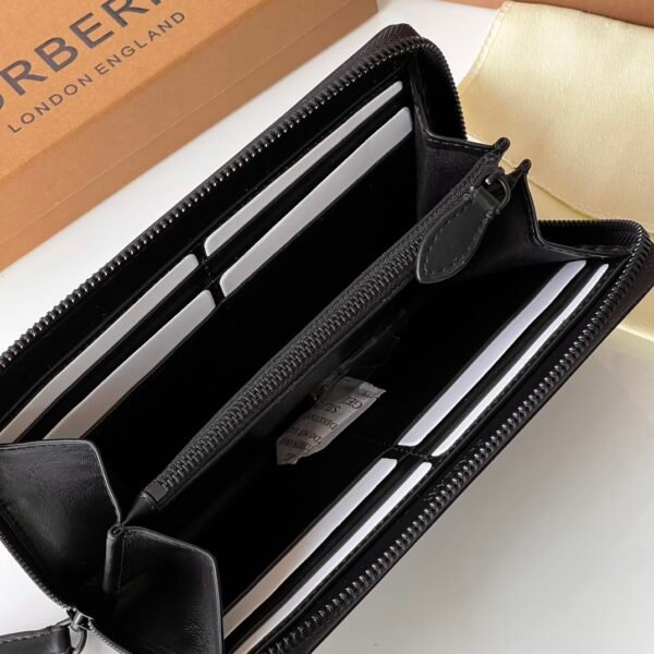 p80702541 (7) Burberry Check zipper wallet charcoal gray p80702541