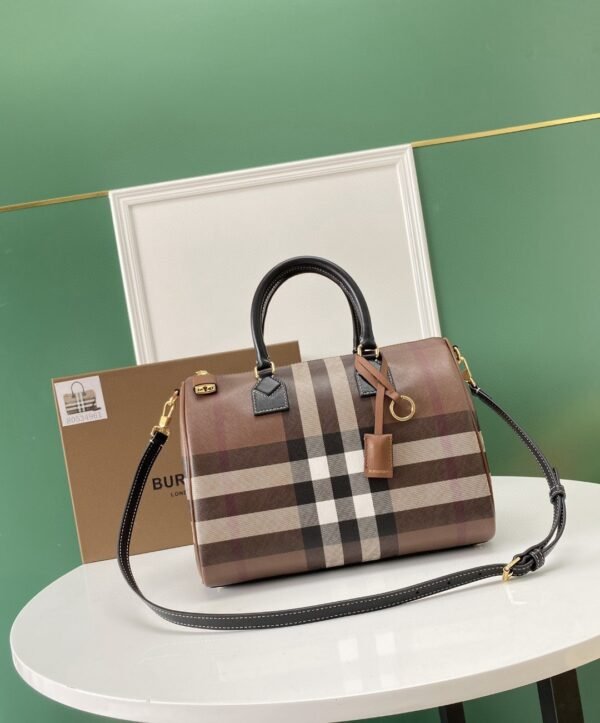 p81122251 (2) Burberry Medium Plaid Bowling Bag brown p81122251