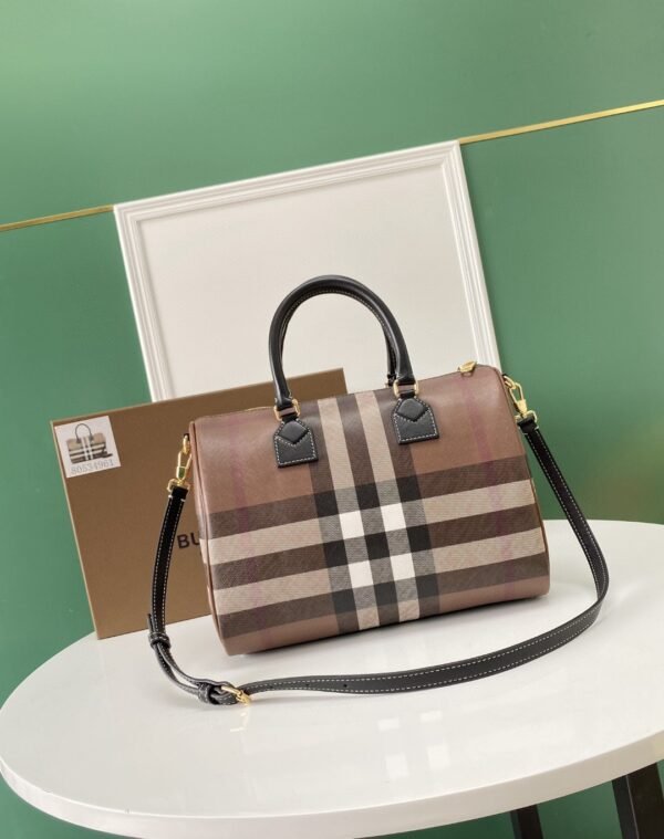 p81122251 (3) Burberry Medium Plaid Bowling Bag brown p81122251