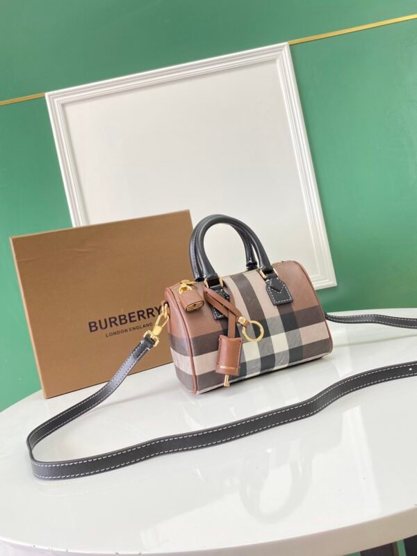 Burberry Mini Plaid Bowling Bag brown p81122261