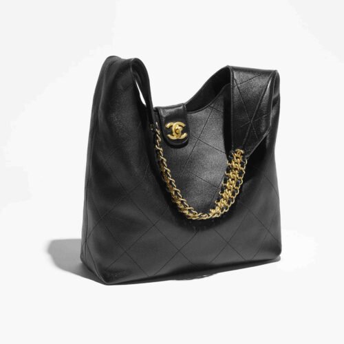 CHANEL Medium HOBO BAG SHINY LAMBSKIN & GOLD-TONE METAL