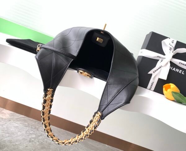 CHANEL Medium HOBO BAG SHINY LAMBSKIN & GOLD-TONE METAL