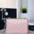 CHANEL 25S pink (8) Chanel 25S double gold bead chain bag 19cm