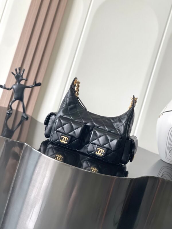 CHANEL HOBO BAG POLISHED LAMBSKIN LARGE