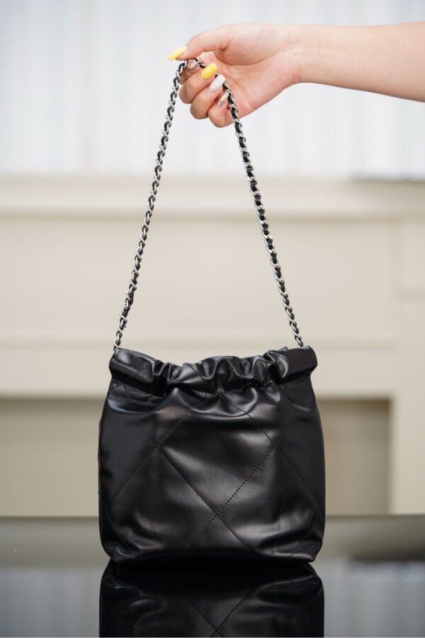 Chanel 22 Mini Black Silver-Tone Metal (4) Chanel 22 Mini Handbag Shiny Calfskin & Silver-Tone Metal