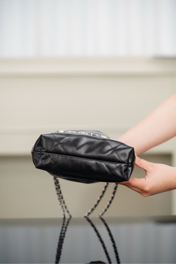 Chanel 22 Mini Black Silver-Tone Metal (5) Chanel 22 Mini Handbag Shiny Calfskin & Silver-Tone Metal