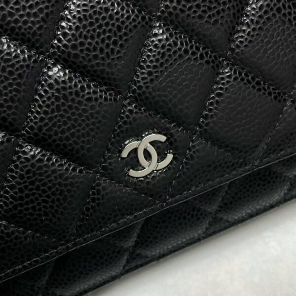 CHANEL WOC SILVER CC LOGO LAMBSKIN CHAIN BAG