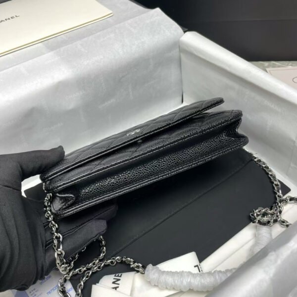 CHANEL WOC SILVER CC LOGO LAMBSKIN CHAIN BAG