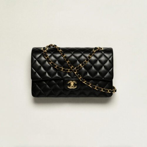 CHANEL CF CLASSIC 11.12 LAMBSKIN HANDBAG SMALL BLACK