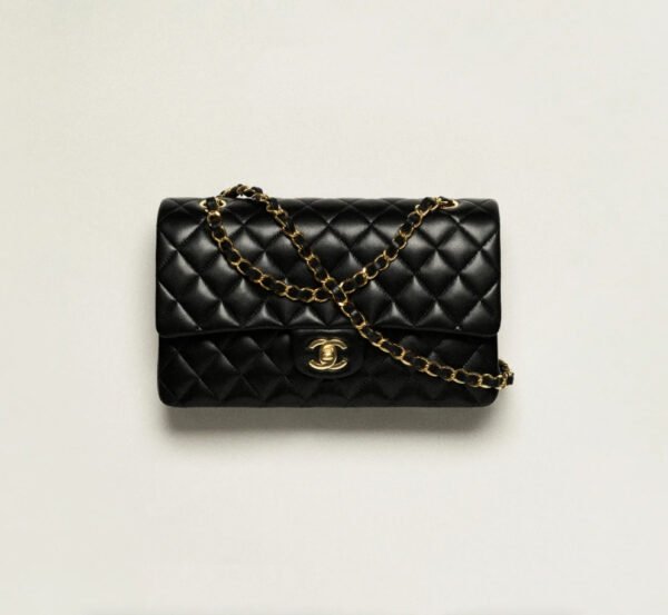 CHANEL CF CLASSIC 11.12 LAMBSKIN HANDBAG SMALL BLACK