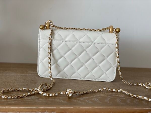 CHANEL 24C small gold ball double bead chain woc