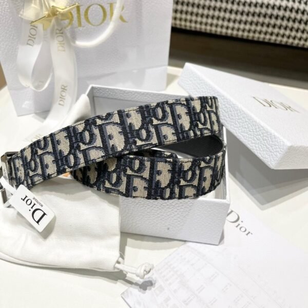 4333PLYSE_H05E (5) DIOR 35mm beige and black Oblique print fabric with black grained calfskin leather