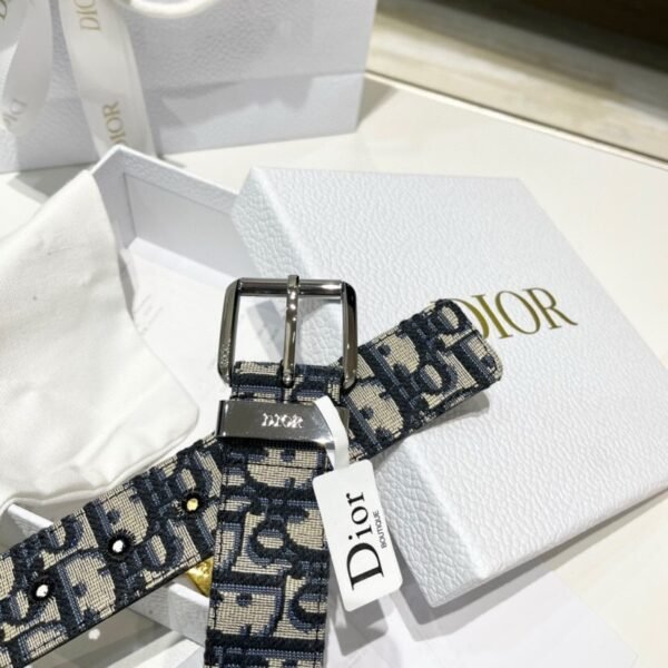 4333PLYSE_H05E (6) DIOR 35mm beige and black Oblique print fabric with black grained calfskin leather