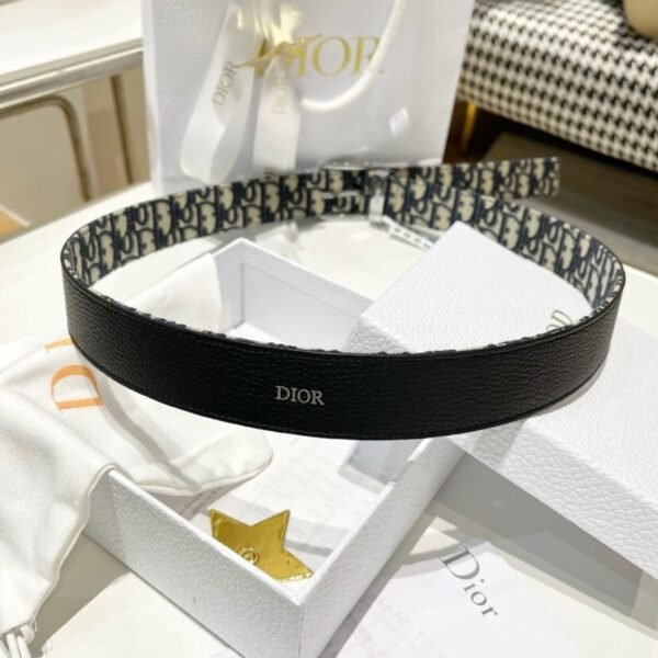 4333PLYSE_H05E (7) DIOR 35mm beige and black Oblique print fabric with black grained calfskin leather