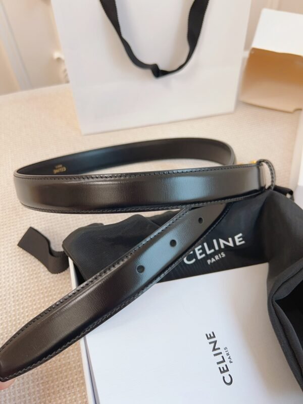 45AK93A01 (3) CELINE Medium 25MM Triomphe Belt IN Taurillon Leather - BLACK