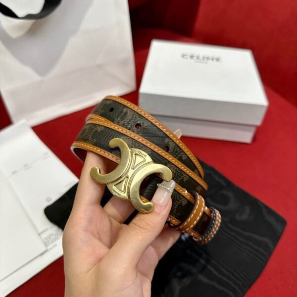 CELINE MEDIUM 25MM TRIOMPHE BELT IN TRIOMPHE CANVAS AND CALFSKIN