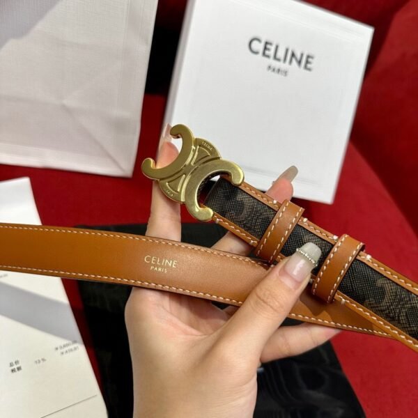 CELINE MEDIUM 25MM TRIOMPHE BELT IN TRIOMPHE CANVAS AND CALFSKIN