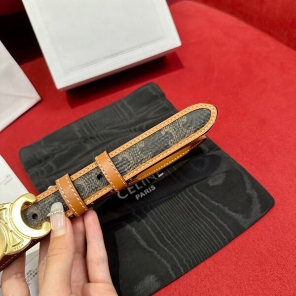 CELINE MEDIUM 25MM TRIOMPHE BELT IN TRIOMPHE CANVAS AND CALFSKIN