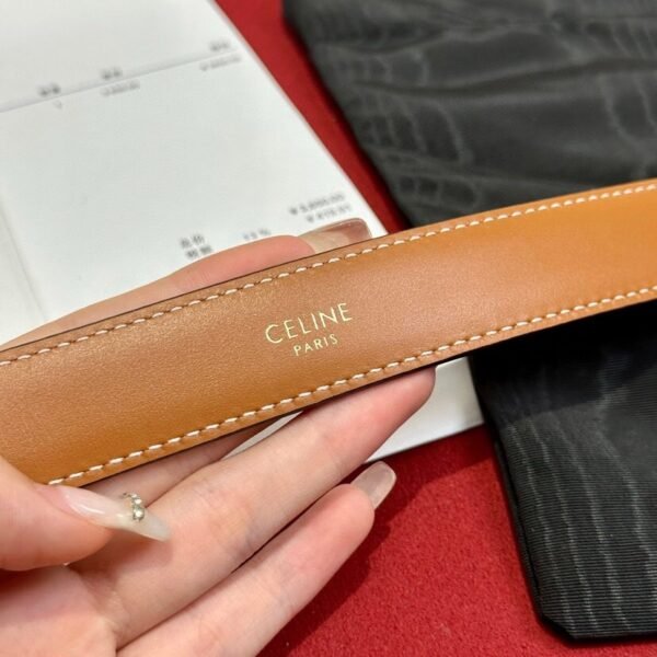 CELINE MEDIUM 25MM TRIOMPHE BELT IN TRIOMPHE CANVAS AND CALFSKIN