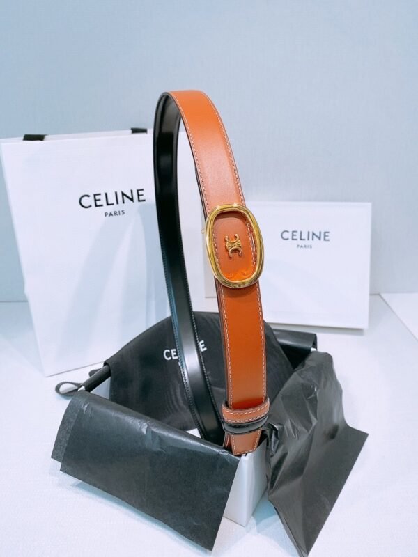 CELINE MEDIUM 25MM REVERSIBLE CELINE ALIX BELT IN TAURILLON AND NATURAL CALFSKIN