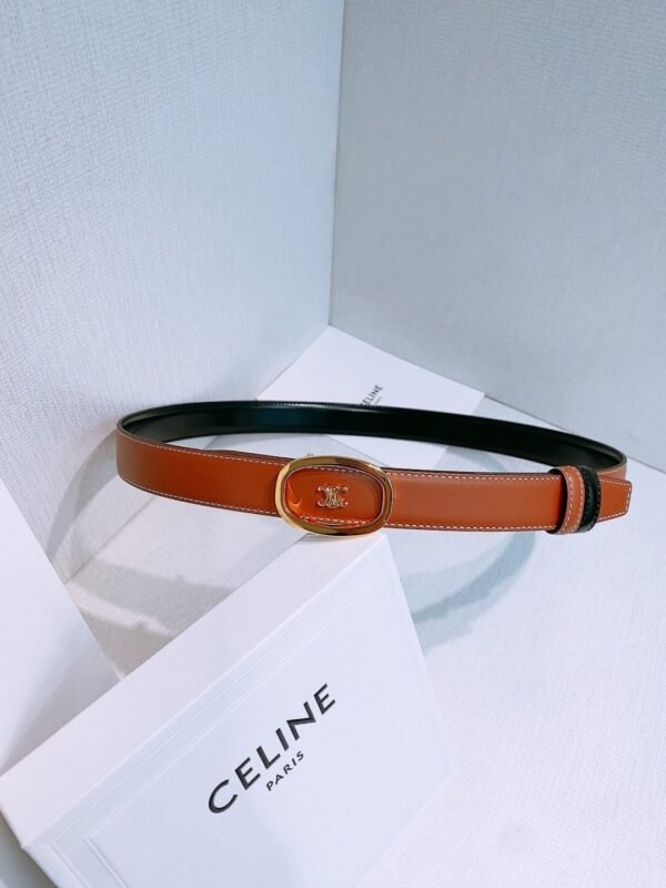 CELINE MEDIUM 25MM REVERSIBLE CELINE ALIX BELT IN TAURILLON AND NATURAL CALFSKIN